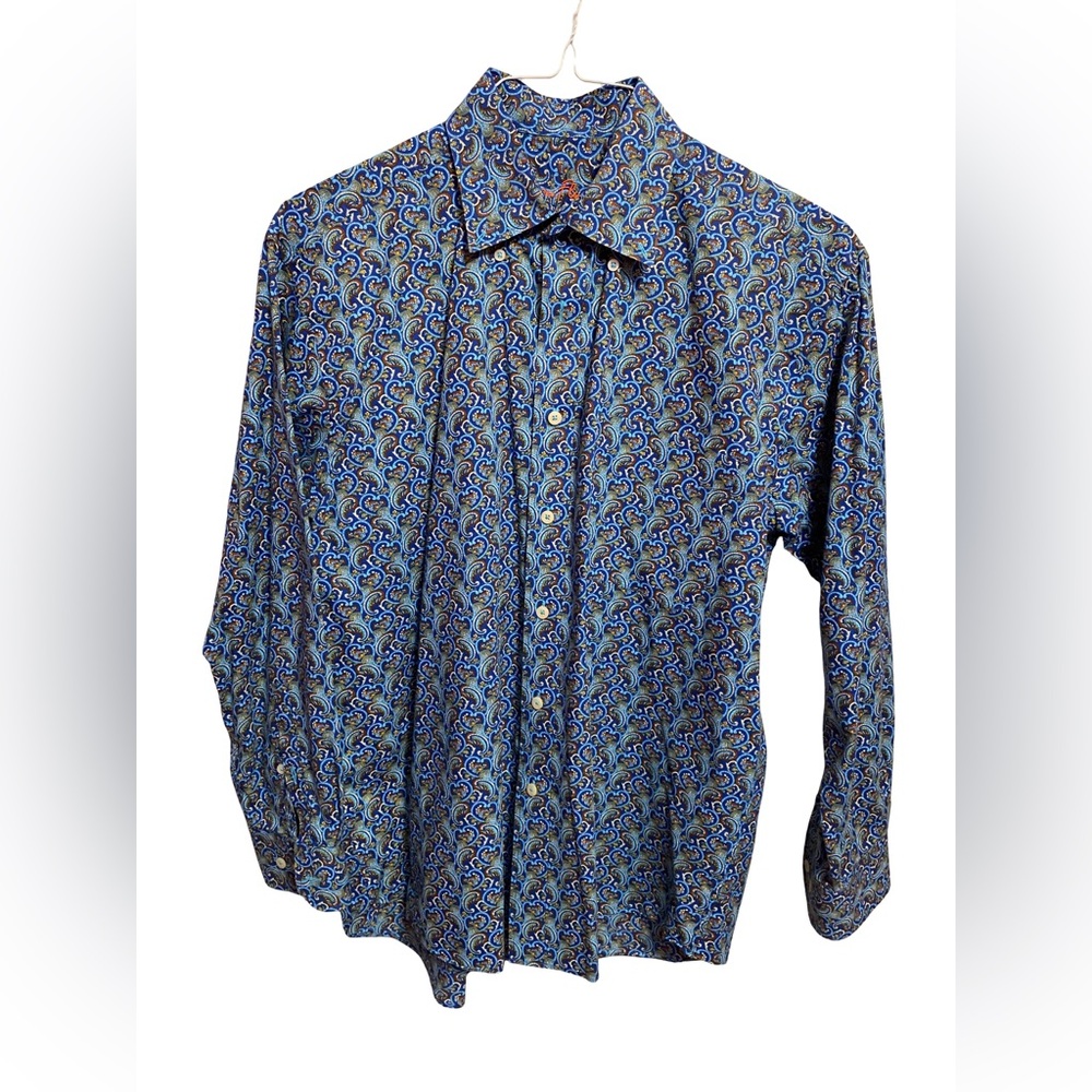 Alan Flusser Mens Paisley Print Multicolor Dress Shirt‎ Size Medium